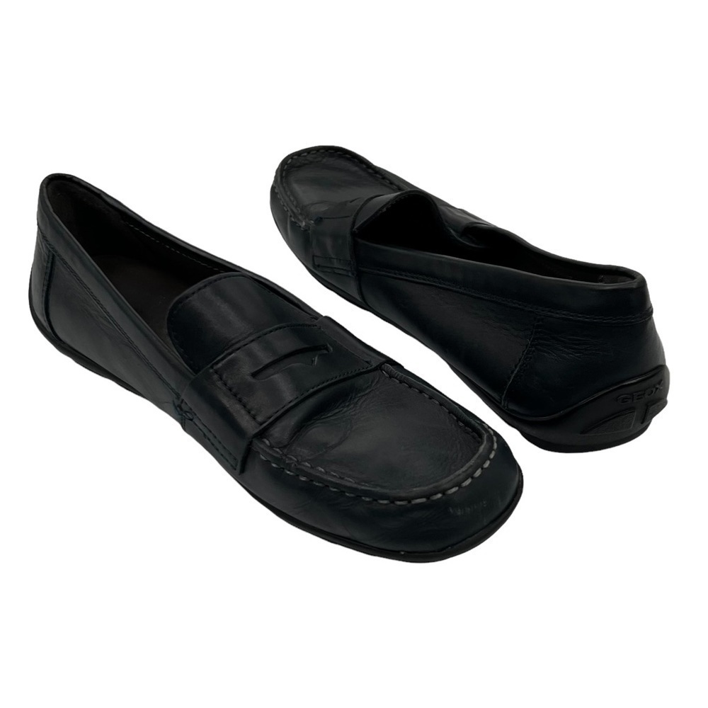 GEOX Blue Flat Penny Loafer Driving Shoes Size 39 Women's